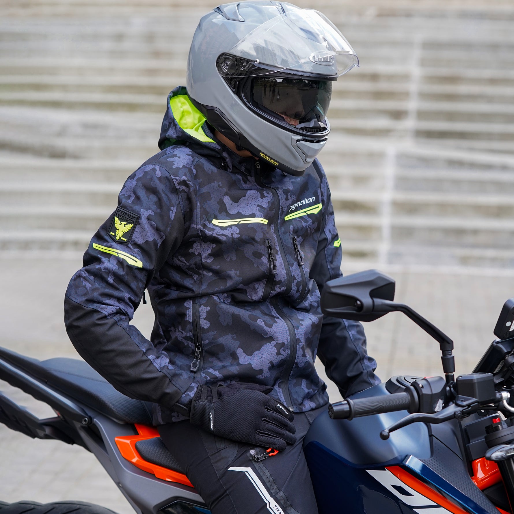 Chaqueta para moto Fenix camo gris protección CE1621-1 Pigmalion