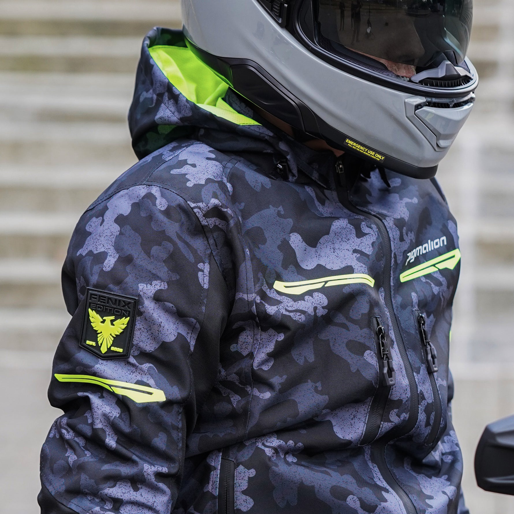Chaqueta para moto Fenix camo gris protección CE1621-1 Pigmalion