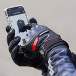 Guantes para moto protección Raptor rojo cuero fibra carbono Pigmalion